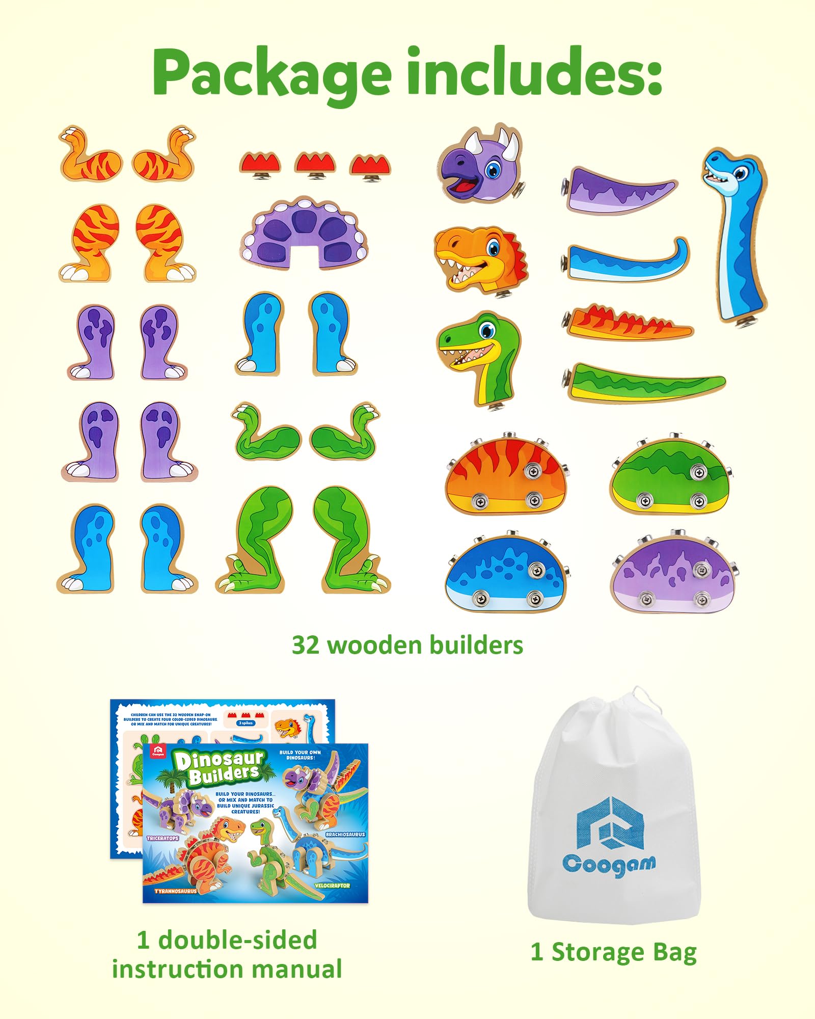 Amazon.com: Coogam Build Your Own Dinosaurs Toy, Snap Together